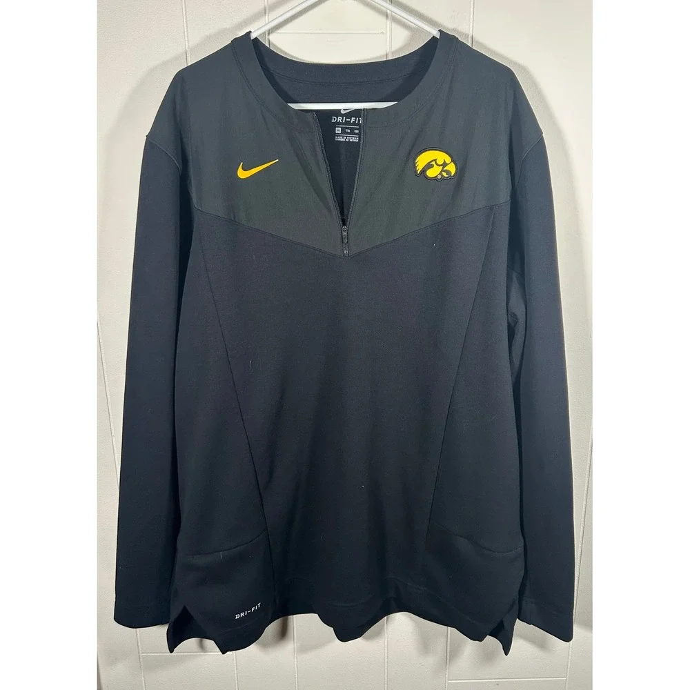 Nike Iowa Hawkeyes Dri-FIT Half Zip Pullover Black Gold Mens XXL DC5596-010
